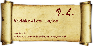 Vidákovics Lajos névjegykártya
